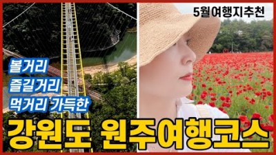 강원도 원주 여행 가볼만한곳, 소금산 출렁다리 잔도길 울렁다리, 용수골꽃양귀비축제, 원주미로예술시장 원주여행 맛집 추천